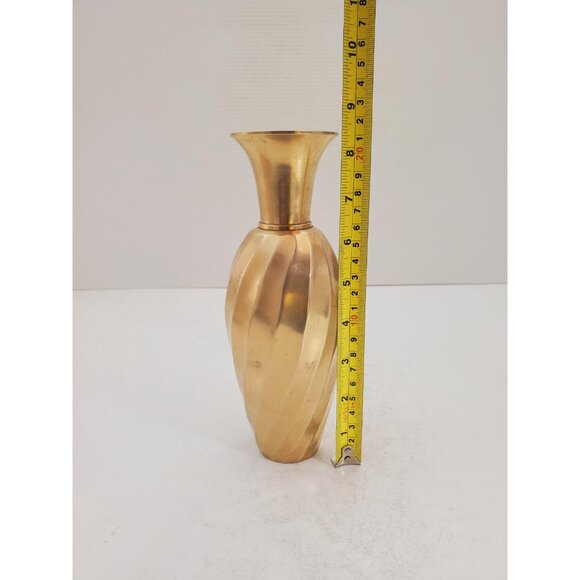 Vintage Indian Solid Brass Swirl Vase | Polished - Picture 7 of 10